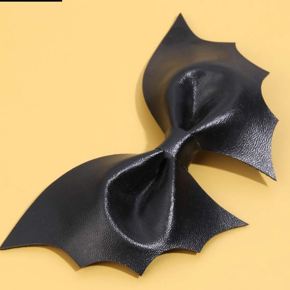 NEW! Black Leather Bat Wing Hair Clip For Women